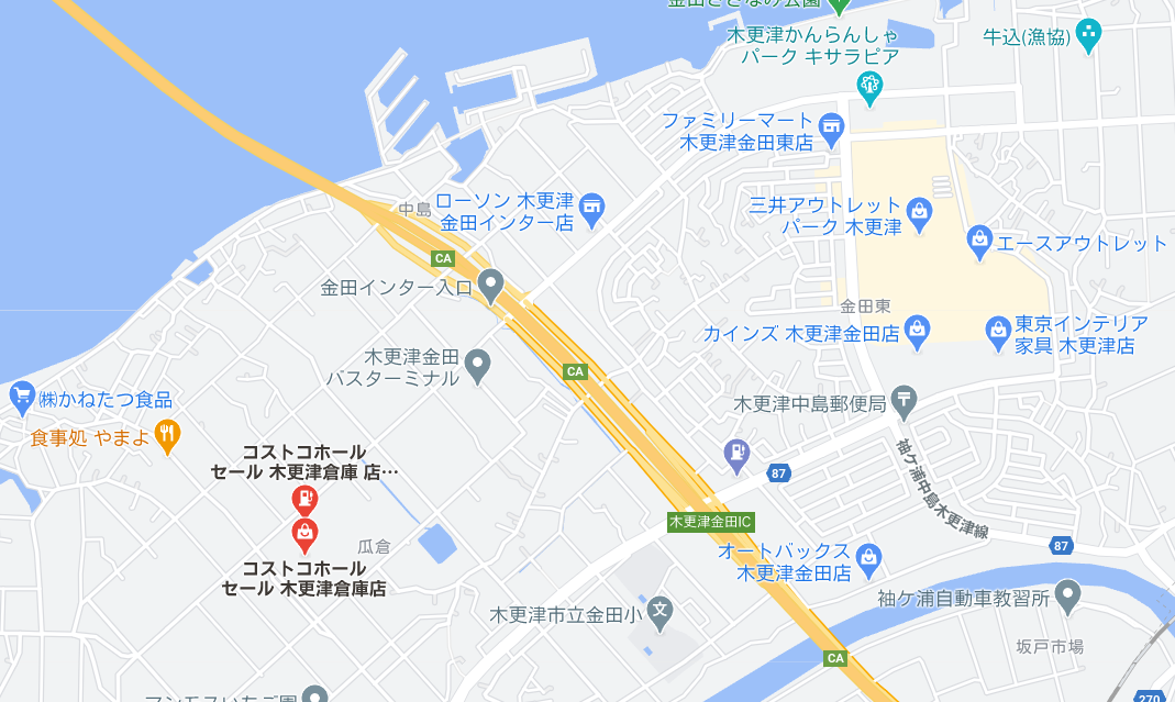 コストコ木更津倉庫店地図